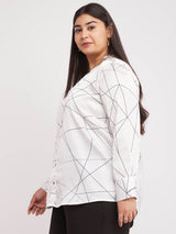 Geometric Print Shirt - White And Black