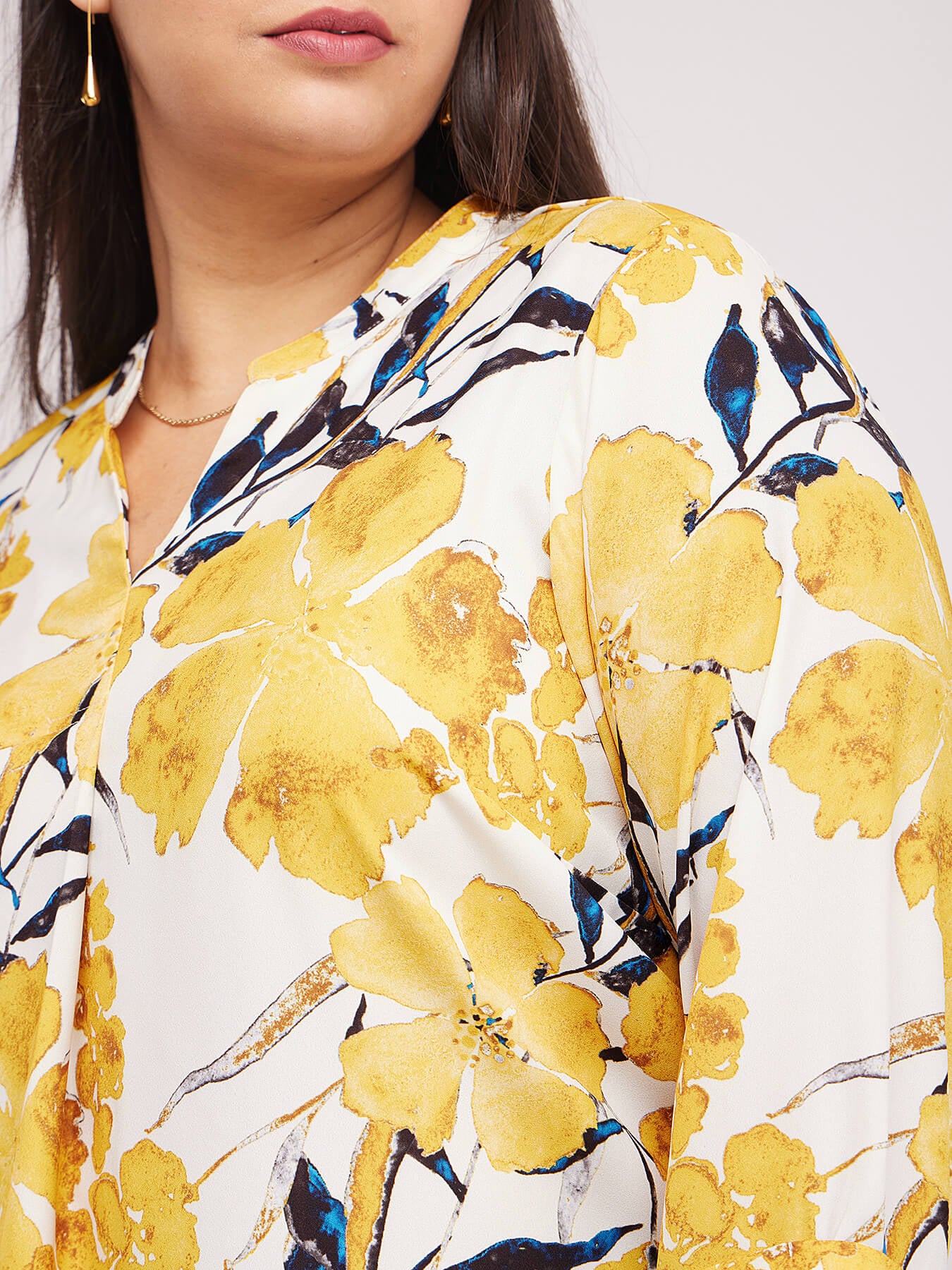 Floral Print Top - Yellow And White