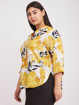 Floral Print Top - Yellow And White