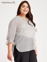 Geometric Print Top - White And Black