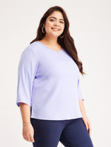 Round Neck Solid Top - Purple