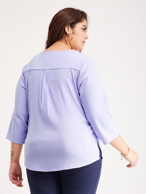 Round Neck Solid Top - Purple