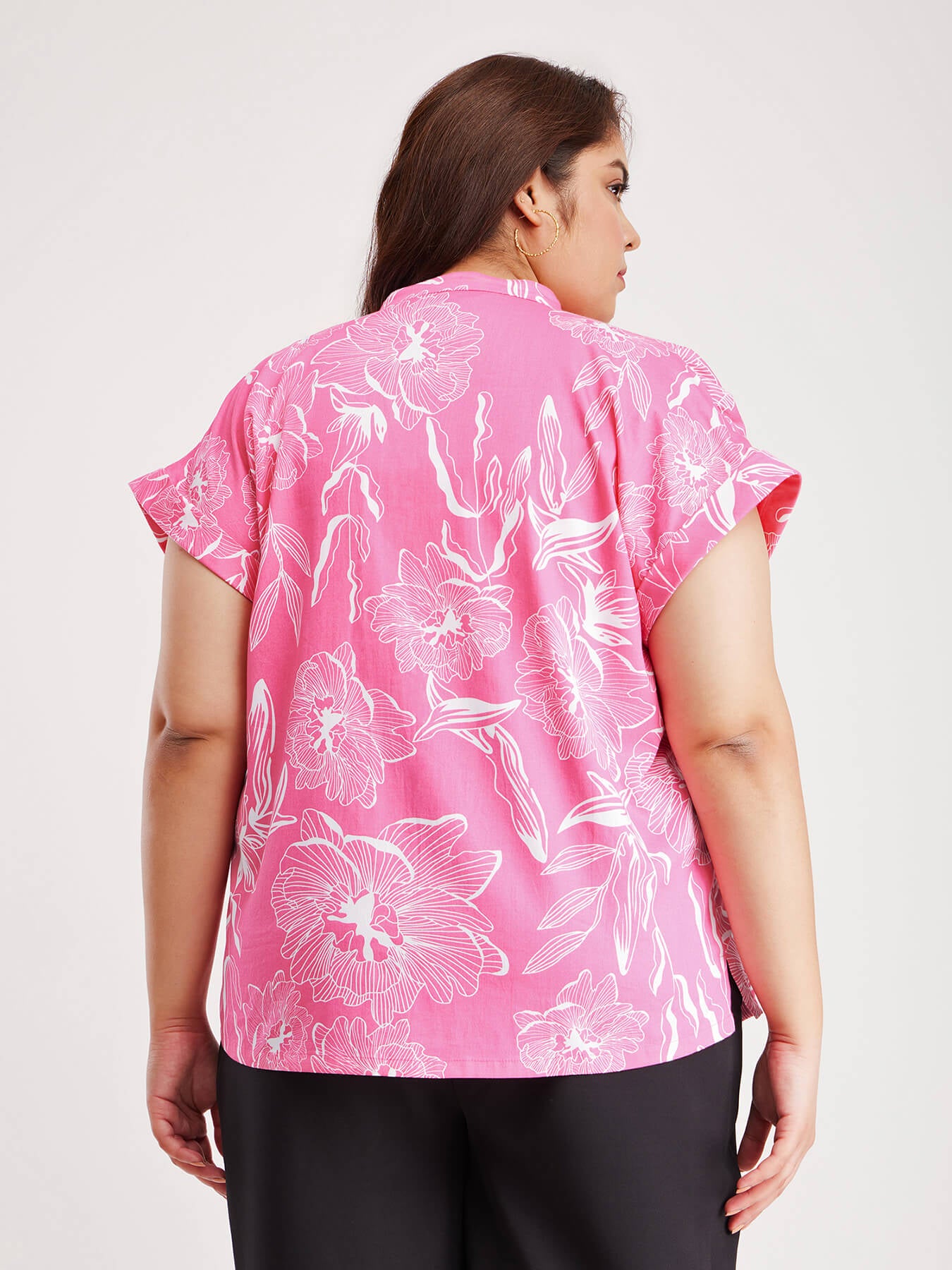 Cotton Drop Shoulder Top - Pink And White