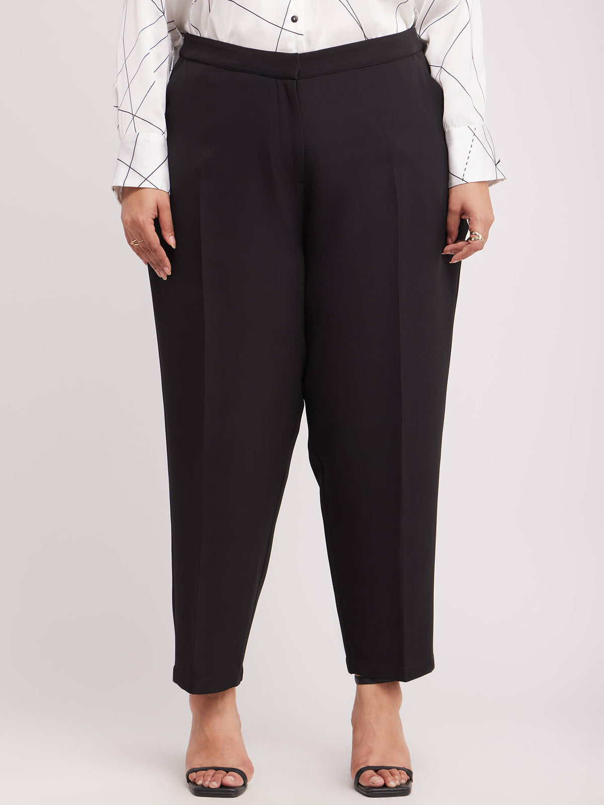 Straight Fit Trousers - Black