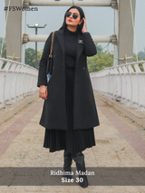 Pleated Flared Midi Skirt - Black