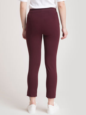 LivIn Straight Fit Cropped Pants - Maroon