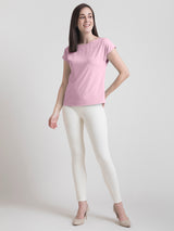 Boat Neck Drop Shoulder Top - Baby Pink