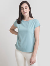 Boat Neck Drop Shoulder Top - Teal| Formal Tops