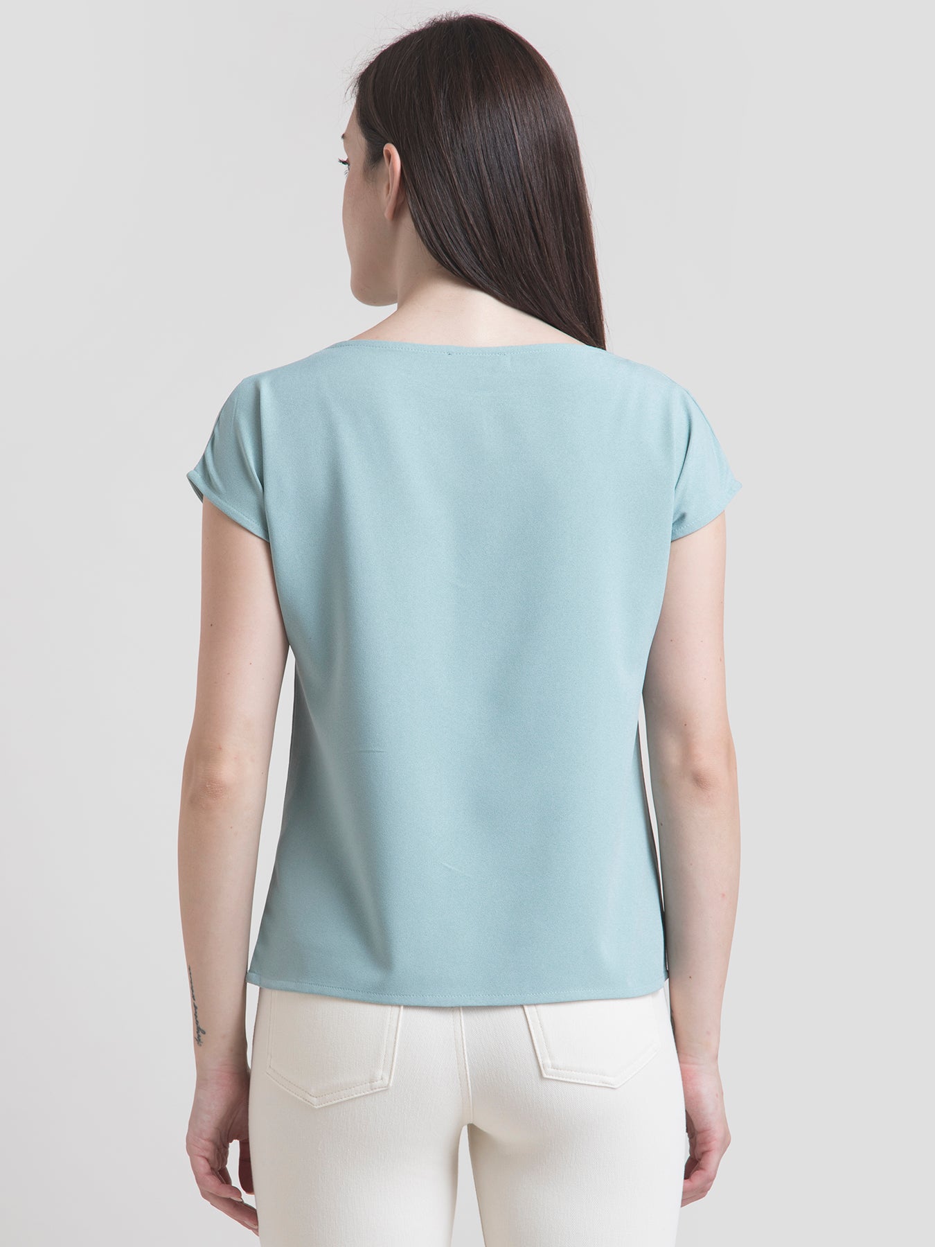 Boat Neck Drop Shoulder Top - Teal| Formal Tops