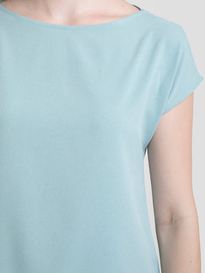 Boat Neck Drop Shoulder Top - Teal| Formal Tops