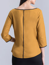 Boat Neck Colour Block Top - Mustard and Black