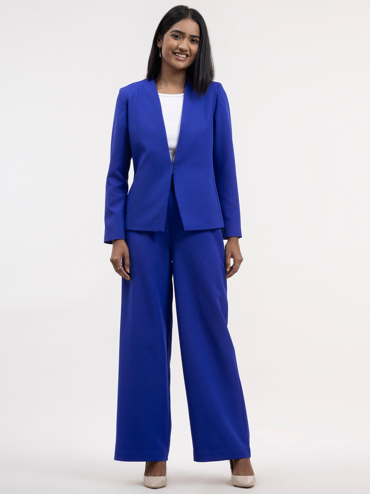 Blazer And Wide Legged Trousers Co-ord - Royal Blue
