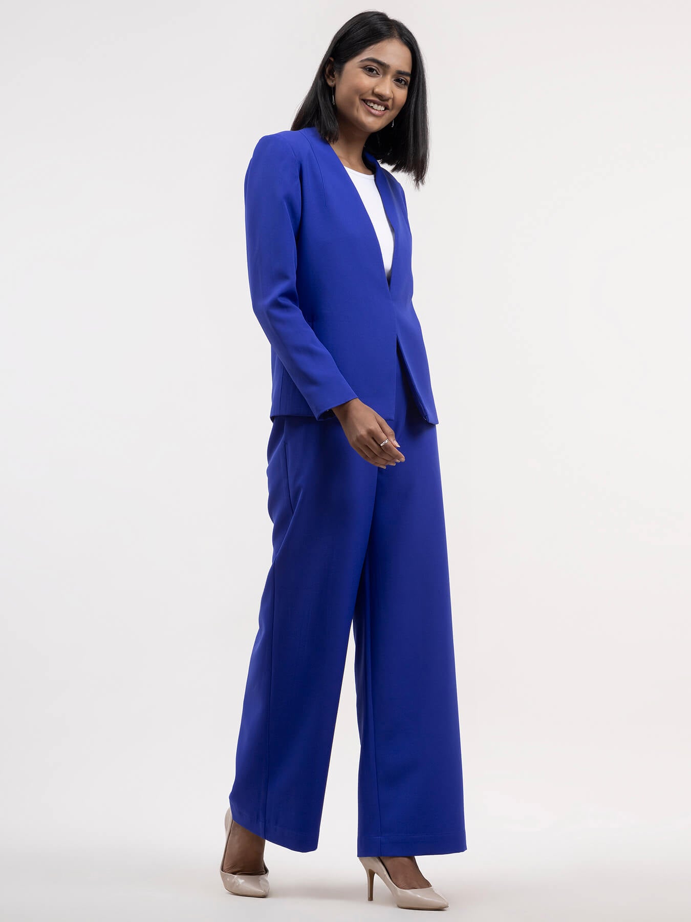 Blazer And Wide Legged Trousers Co-ord - Royal Blue