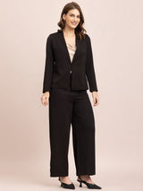 Blazer And Wide Legged Trousers Co-ord - Black