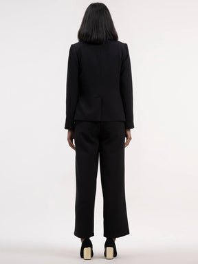 Blazer And Wide Legged Trousers Co-ord - Black