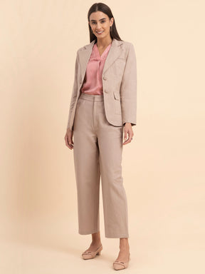 Linen Blazer and Trousers Co-ord - Beige