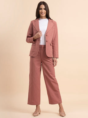 Linen Blazer and Trousers Co-ord - Dusty Pink