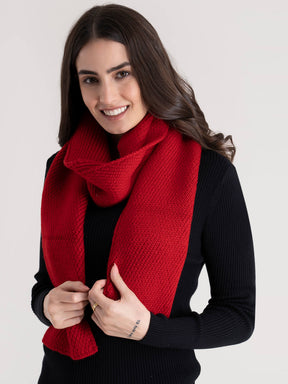 Textured Wool Muffler - Red