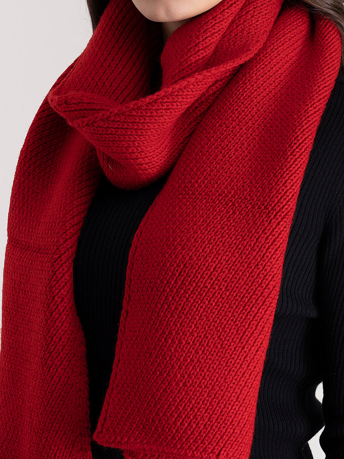 Textured Wool Muffler - Red