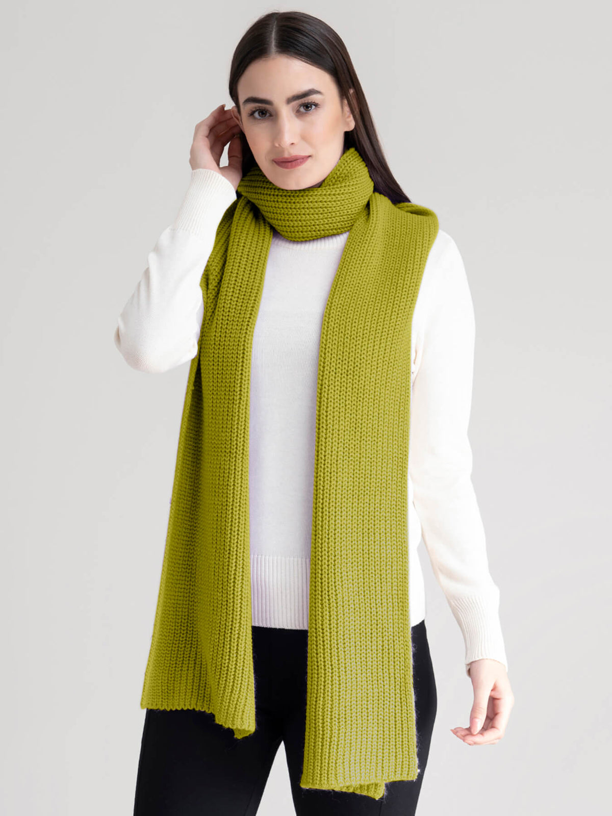 Textured Knit Muffler- Acid green