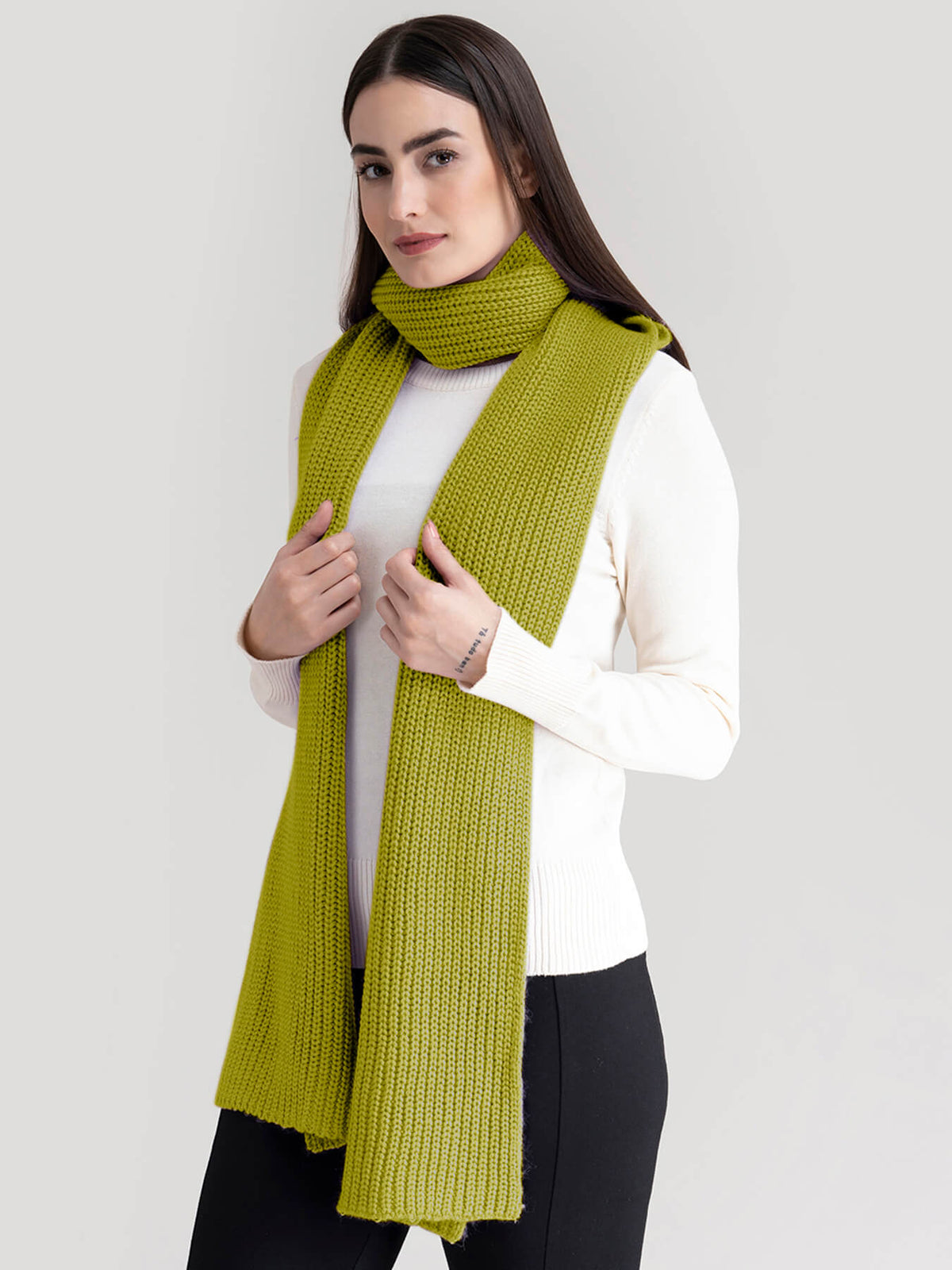 Textured Knit Muffler- Acid green