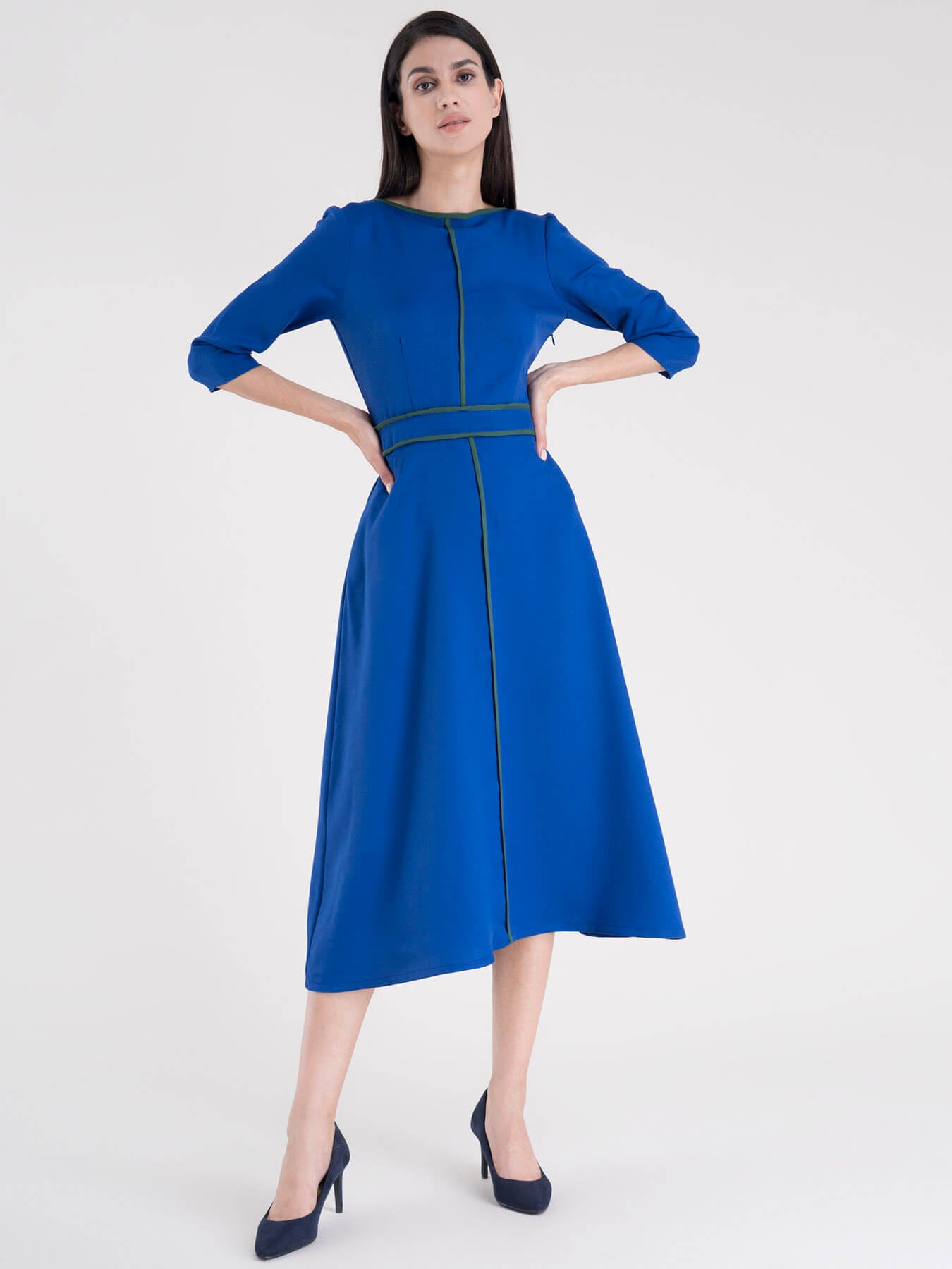 Color Block A- Line Dress - Royal Blue