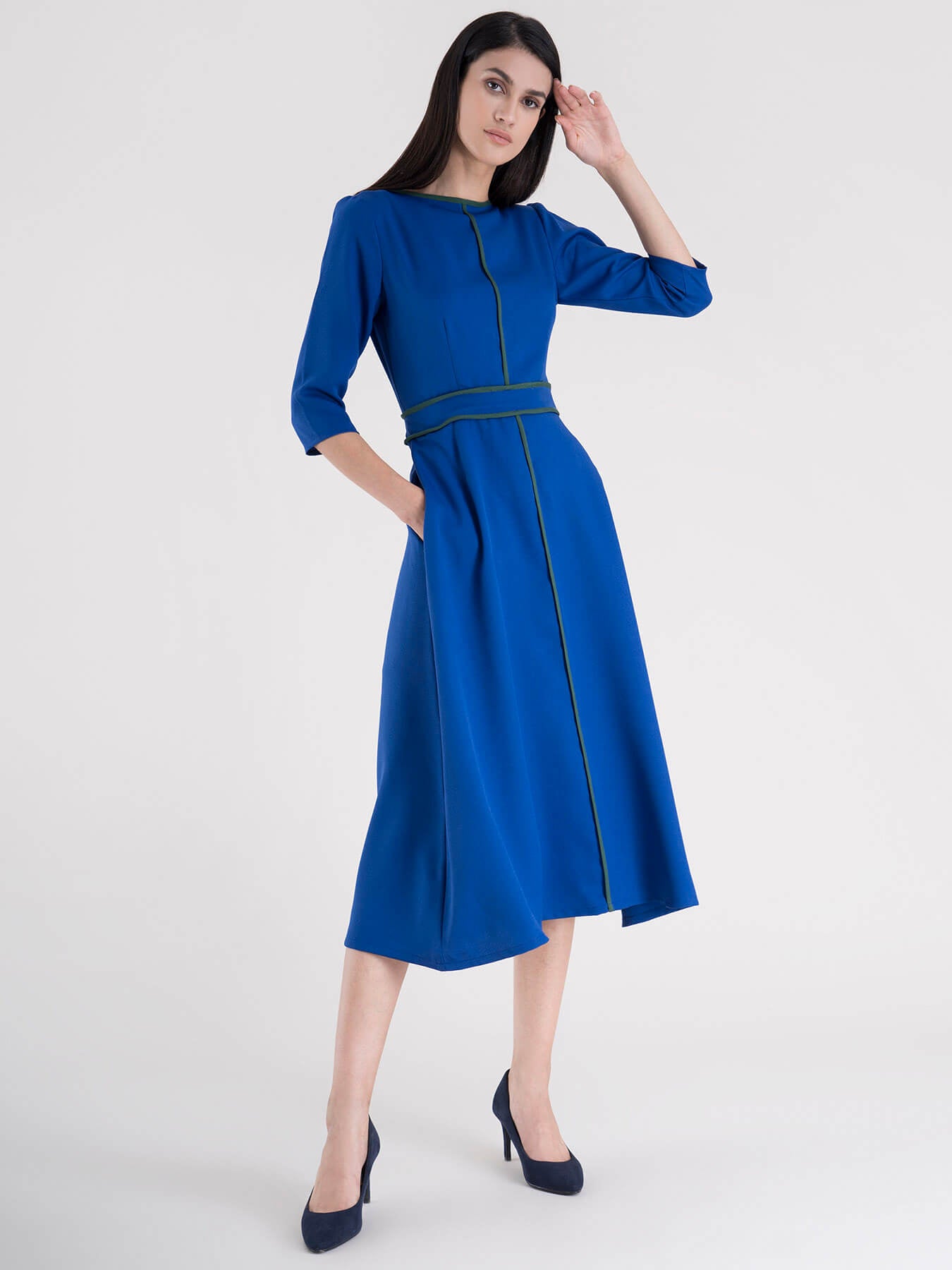 Color Block A- Line Dress - Royal Blue