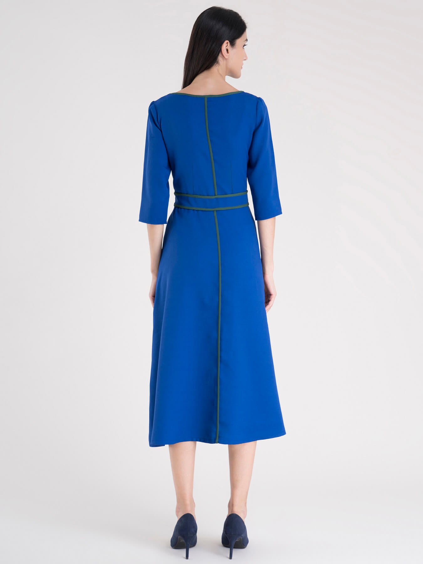 Color Block A- Line Dress - Royal Blue