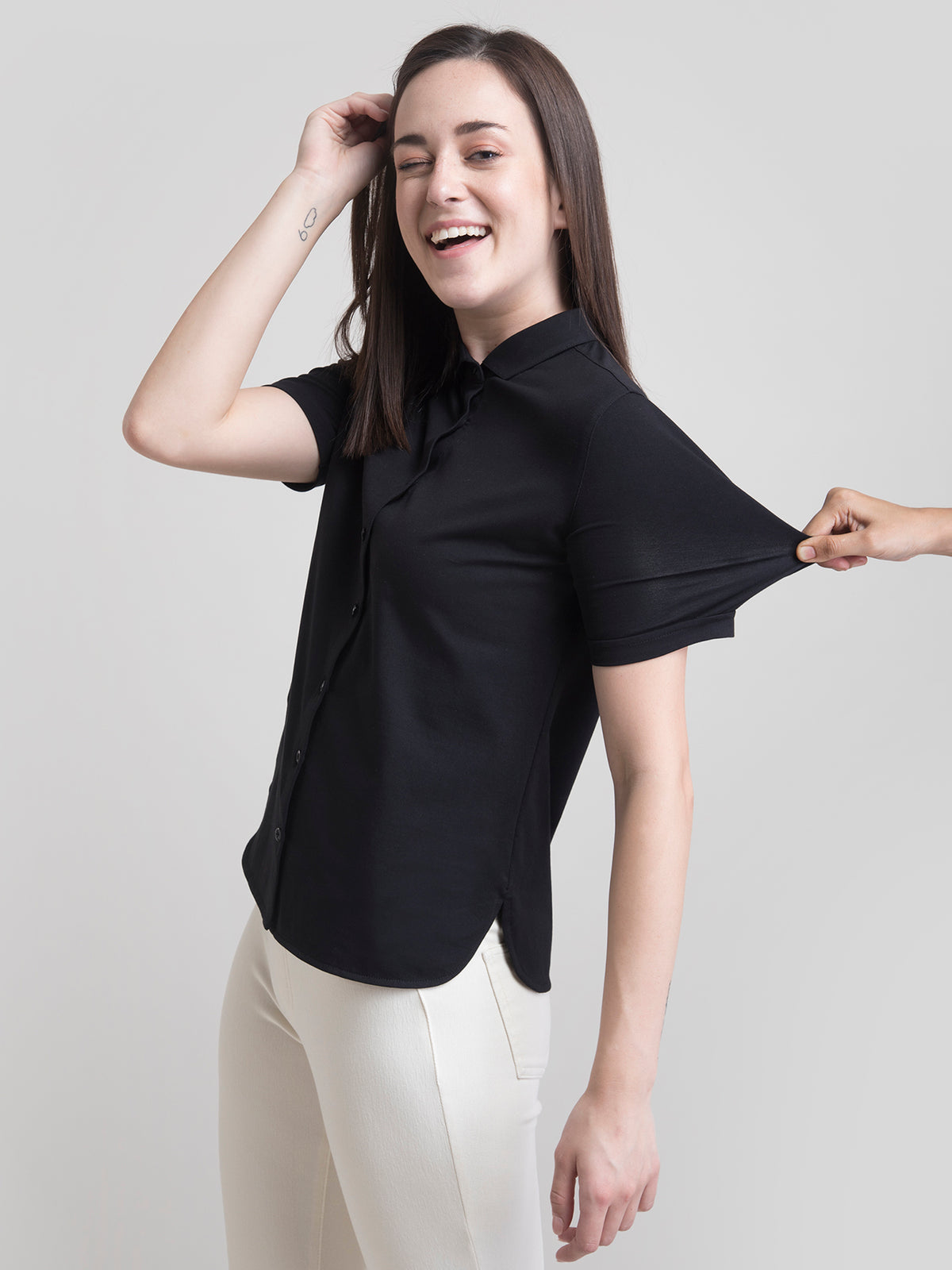 Cotton Knitted Shirt -Black