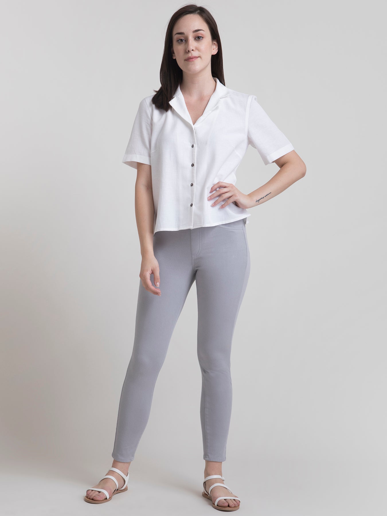 Cotton Notch Lapel Shirt - White