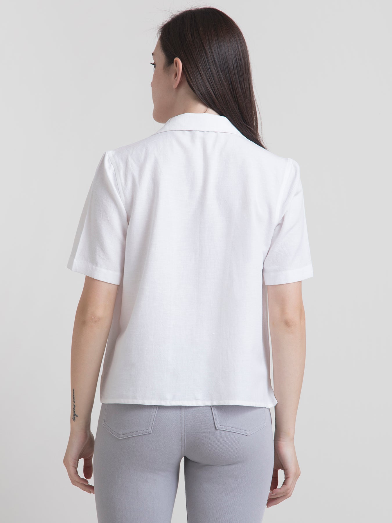 Cotton Notch Lapel Shirt - White