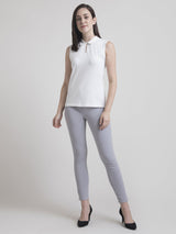 Cotton Sleeveless Knitted Top - White