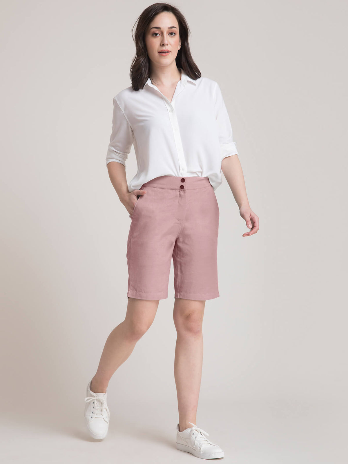 Cotton Slim Fit Shorts - Pink