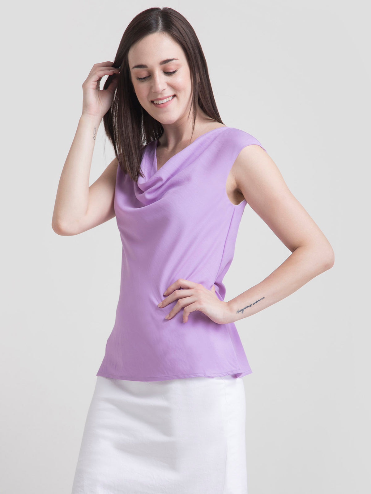 Cowl Neck Top - Lilac