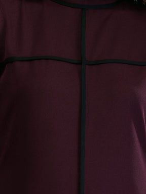 High Neck Piping Detail Shift Dress - Maroon| Formal Dresses