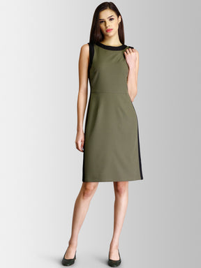 Colour Block Sheath Dress - Olive| Formal Dresses