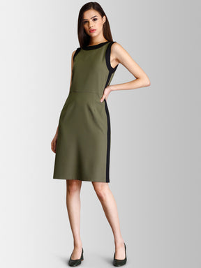 Colour Block Sheath Dress - Olive| Formal Dresses