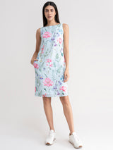 Chanderi Floral Dress - Sap Green| Formal Dresses