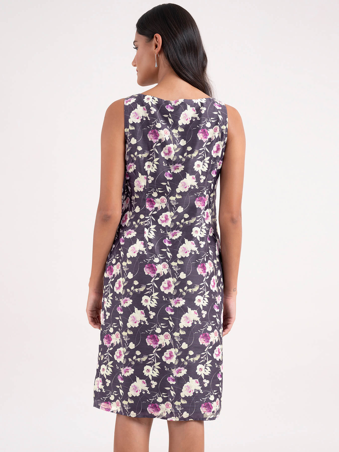 Chanderi Floral Dress - Purple