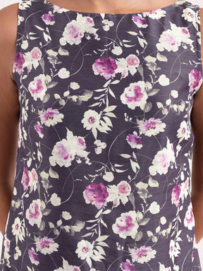 Chanderi Floral Dress - Purple