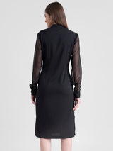 V Neck Shift Dress - Black| Formal Dresses