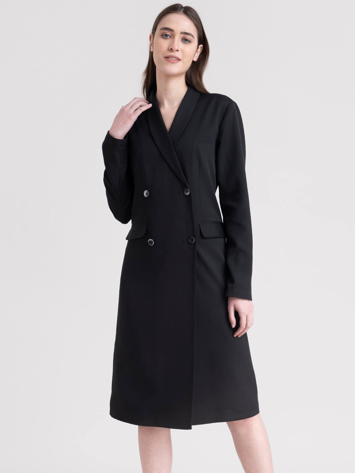 Blazer Button Down Dress - Black| Formal Dresses