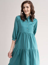 Cotton Tiered dress- Teal