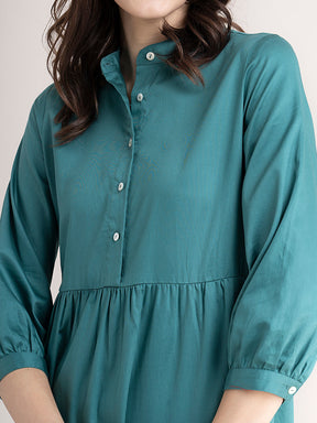 Cotton Tiered dress- Teal