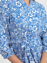 Floral Print Tier Dress - Blue And White