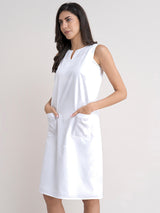 Cotton A Line Dress - White