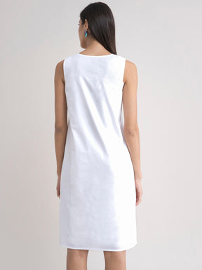 Cotton A Line Dress - White