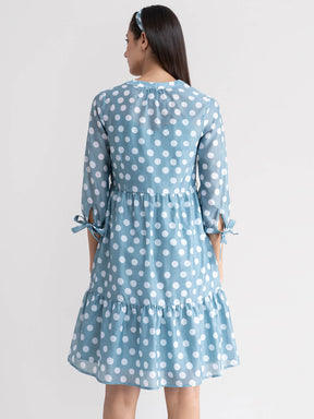 Chanderi Polka Dot Dress - Sap Green