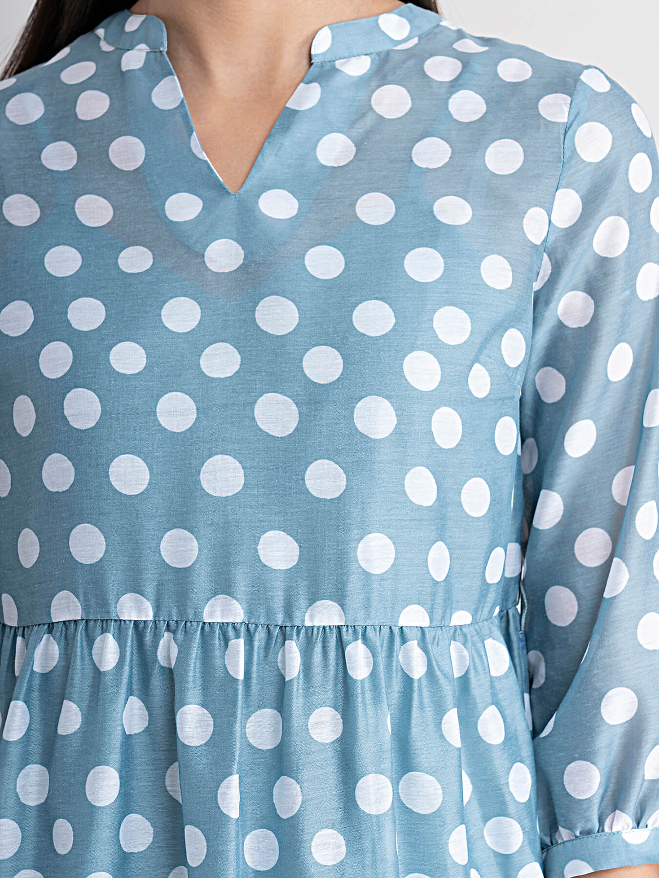 Chanderi Polka Dot Dress - Sap Green