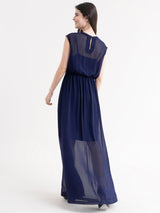 Flared Maxi Dress - Navy Blue